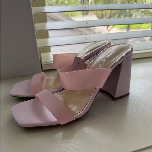NINE WEST Semi-Opaque Sandals Light Pink Gay High-Heel Mule Shoes Dressy Size 9 - Picture 2 of 9